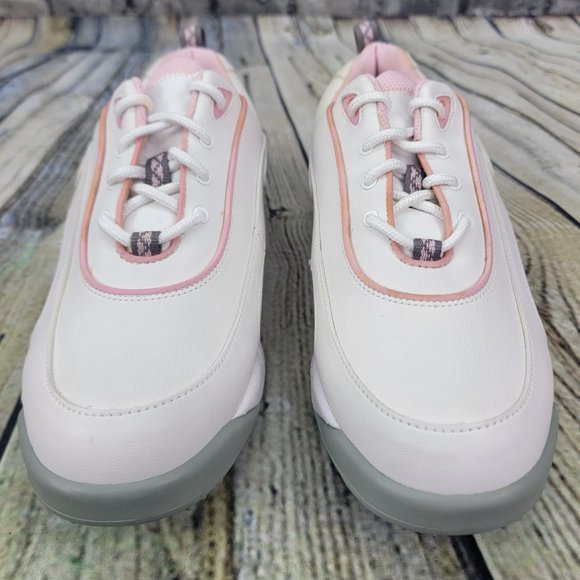 FootJoy GreenJoys Women's Golf Shoes Size 9.5 M Leather White Pink Trim 48703 - Picture 6 of 9